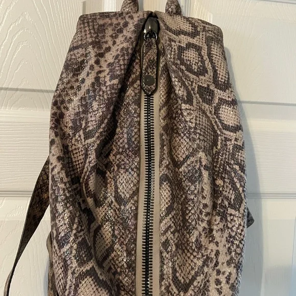 Aimee Kestenberg Snake Print Backpack - Brown and Tan - Picture 1 of 1